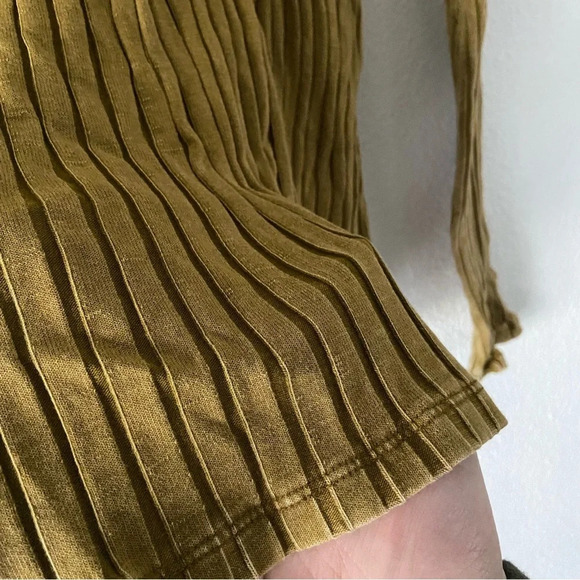 Slim Fit Ribbed Top XL Olive Green Cotton Stretch Grunge Aesthetic Boho Chic - Picture 7 of 11